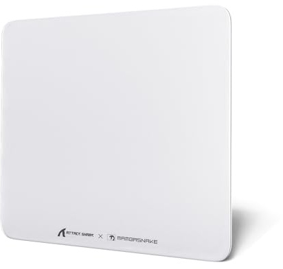 MAMBASNAKE x ATTACK SHARK CM05 Glass Hard Gaming Mousepad,Nano-Micro-Etched Texture,Smooth Glass Surface,High Accuracy,Fast-Moving,Anti-Scratch, PU Leather Non-Slip Base, Large Size(450×400mm)