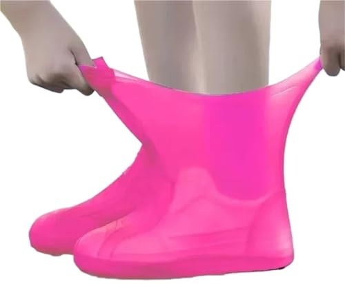 JBJYGSG 2 paia di copriscarpe impermeabili in silicone antiscivolo, altamente elastici e resistenti all'usura, riutilizzabili for le giornate di pioggia(Pink)
