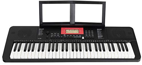 Classic Cantabile LK-290 Leuchttasten-Keyboard - 61 Tasten mit Anschlagdynamik - 580 Klänge und 200 Begleitrhythmen - Anschlüsse für Kopfhörer, Sustain-Pedal und MP3-Player - schwarz | 61 Tasten in Normalgröße mit roter LED-Beleuchtung, Anschlagdynamik (in 3 Stufen einstellbar), 155 Songs, Sustain-Pedal, 9 kg