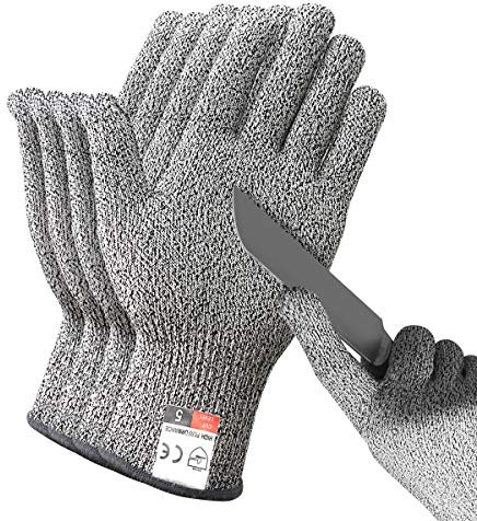 DEYAN Cut Resistant Gloves, Level 5 Protection Safety Cutting Gloves, Kitchen Cuts Glove for Chef Oyster Shucking, Mandolin Slicing, Meat Cutting and Wood Carving(Large-2 Pairs)