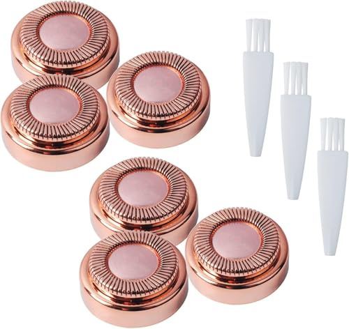 Poweka Poweka Gesichtshaarentfernerköpfe für makellose Haarentfernung – Rosy Gold Heads Makellosklingen für Lippen, Kinn, Wangen und Koteletten, 6 Stück
