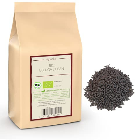 500g de lentilles noires Beluga BIO - légumineuses séchées BIO sans additifs - lentilles noires BIO en emballage biodégradable