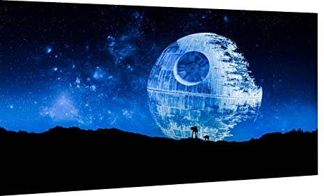 Magic Canvas Art - Bilder Star Wars Todesstern Film Leinwandbild 1- teilig Hochwertiger Kunstdruck modern Wandbilder Wanddekoration Design Wand Bild – A3702, Größe: 150 x 100 cm