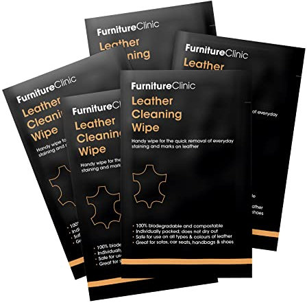 Leather Cleaning Wipes – Biodegradable & Compostable Leather Wipes - For Quick Removal of Everyday Stains on Sofas, Car Seats, Handbags & Shoes (10)