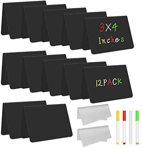 Vicloon Mini Kreidetafel Kleine Tafeln Zum Beschriften, 12 Stück Buffet Schilder V-Form Preisschilder Aufsteller 7.5 x 10cm Kreidetafel Klein Set, Tischkarten für Buffet, Hochzeit, Party, Café