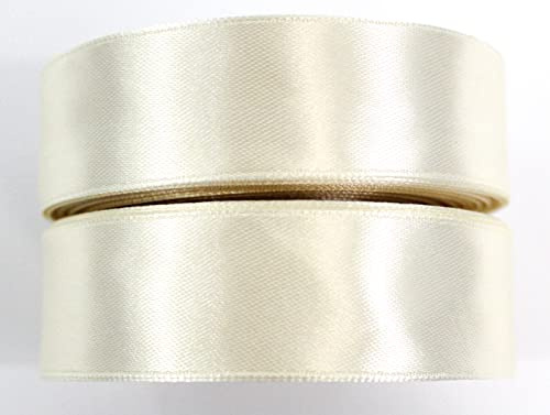 CaPiSo 2 Rollen je 22m Satinband 25mm Geschenkband Dekoband Hochzeit Weihnachten (Creme-Creme)