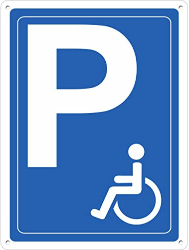 Pubblimania Aparcamiento para discapacitados, cartel de aluminio compuesto de 3 mm. Para uso exterior o interior (aparcamiento para personas con discapacidad 20 x 30 cm)