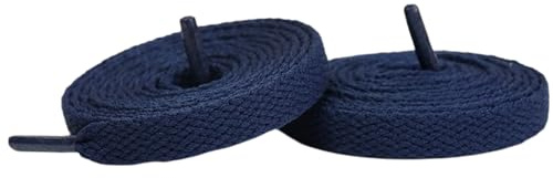 E EGART Pair of Flat Trainers Shoelace, 8mm Wide Shoe Lace for Sneakers, Premium Trainer Shoe String, Replacements for Athletic Sport Shoelaces (Navy Blue, 140 CM)