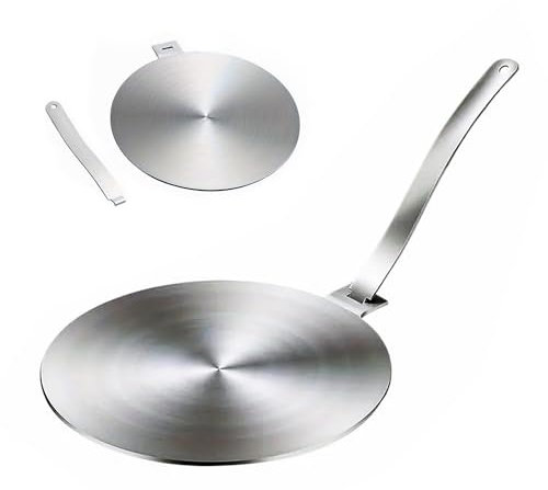 Induction Hob Heat Diffuser Ring Plate, Stainless Steel Adapter Plate with Detachable Handle for Pans, Ring Pan Mat Hob for Electric Gas Stove Electric Ceramic Stove Cooking Cooktop Converter