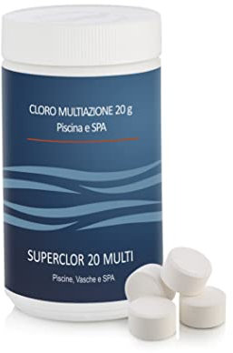 WILMIR SRL SUPERCLOR 20 Multi 1 kg, Pastiglie da 20 gr Multifunzione di Cloro stabilizzato antialghe