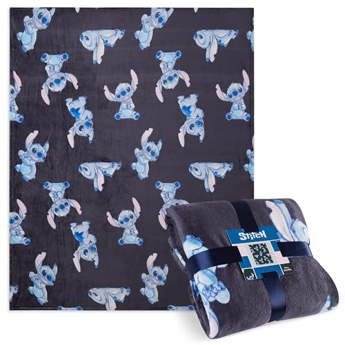 Disney Stitch Fleecedecke Klein Warme Kuscheldecke Flauschig Wohndecke Bunt für Bett, Couch Gemütliche Winter 150x130cm Stitch Geschenke (Blau Stitch)
