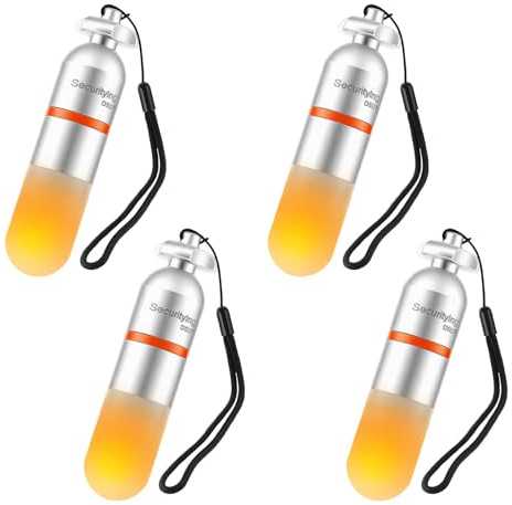 4Pcs Scuba Dive Strobe Signal Yellow Light for Night Dive Tank Marker | 150m depth rating, AAA battery included, twist on/off, IPX8, Aluminium body, steady and strobe two modes, lanyard included