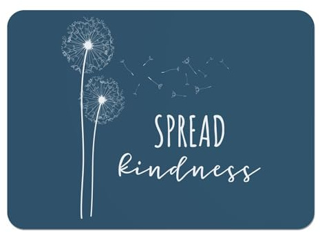 Platzsets, weich, Unterseite aus Kork, Platzdeckchen Blau – Spread Kindness Pflanzen Blumen Wiese Dandelion – Großes Format 39,5 x 28,5 cm, 4 Stück
