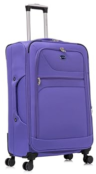 Aerostar Large 29” Lightweight Softshell Expandable Suitcase, Integrated Combination Lock, 4 Wheels Check in Luggage for 23kg (Purple, 112 litres)