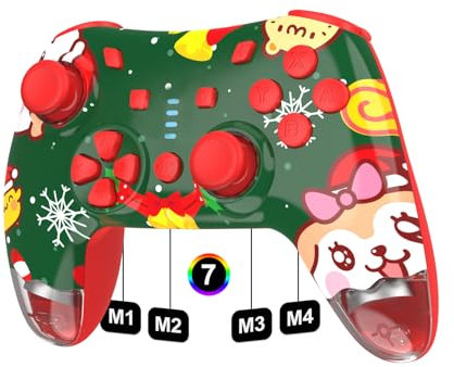 Switch Controller, kabelloser Switch Pro Controller für Switch/Switch Lite/Switch OLED, kabelloses Gamepad für PC/iOS/Android mit RGB/programmierbar/Bewegungssteuerung/Vibration/Turbo/Wakeup (rot)