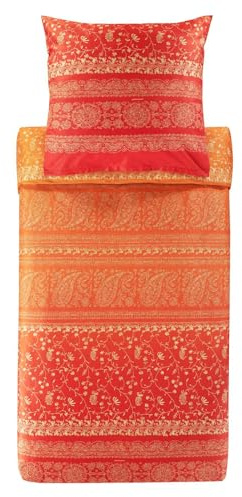 Bassetti Brenta Bettwäsche + 1 Kissenhülle aus 100% Baumwollsatin in der Farbe Mandarine O1, Maße: 155x220 + 1 K 80x80 cm - 9327395