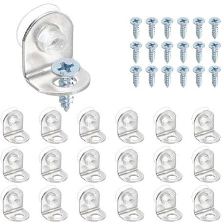 QUARKZMAN Montaggio Staffa Fissaggio Scaffale Vetro 0.63 x 0.55 Staffa Fissa con Mandrino Muro Montaggio Argento 30pz