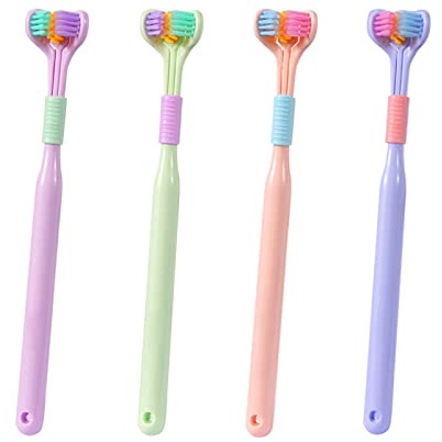 1/3 piezas de cepillo de dientes triples – 40 G cepillo de dientes cepillo | de dientes | Cepillo de limpieza integral, cepillo de dientes completo envolvente para cuidado en forma de V,
