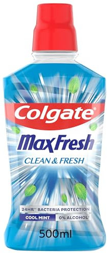 COLGATE - Colgate Max Fresh Clean & Fresh Mouthwash - Alcohol Free - Long Lasting Freshness for Breath - 500 ml Bottle