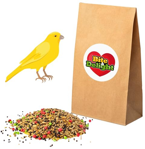 Bite & Delight Nourriture pour Canaris 5 kg - Aliment d'Entretien pour Petits Oiseaux, Pinsons, Zebras, Chardonnerets - Friandise et Alimentation pour Oiseaux Domestiques
