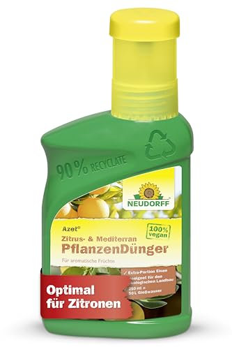 Neudorff Azet Zitrus- & Mediterran PflanzenDünger – 100% natürlicher Bio Dünger mit Extra Eisen für aromatische Früchte aller Mediterranpflanzen, 250 ml