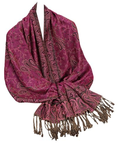 GFM® Écharpe douce style pashmina à motifs floraux cachemire (Pash-023)