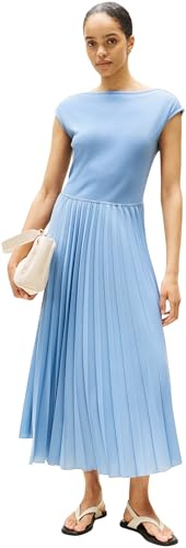 Tommy Hilfiger Donna Abito Rib Midi Fit & Flare, Blu (Brisk Blue), S