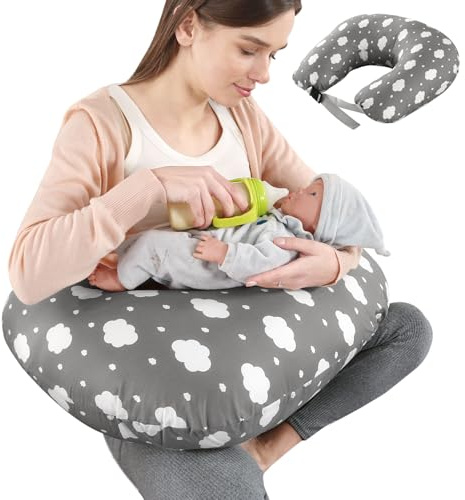 Mingfuxin Nursing Pillow for Infants, Breastfeeding Pillows, Baby Support Pillows for Nursing, Bottle Feeding, Tummy Time Pillows with Adjustable Waist Strap, Washable Cover & Breathable Filling