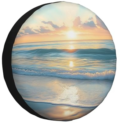 Reserveradabdeckung für Strand, Sonnenuntergang, wetterfest, Universal-Radschutz für Wohnmobil, Reise, Anhänger, SUV, LKW, 40,6 cm (16 Zoll)