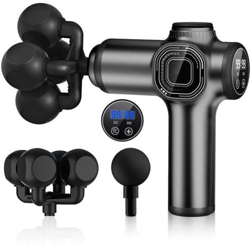 Likai Massage Gun, Muscle Massage Gun Deep Tissue with 4-Head, Electric Handheld Massagers 66 Speeds - Quiet Mini Massager for Neck Shoulder Body Back Targeted Relaxation, Fitness Gifts for Men Women