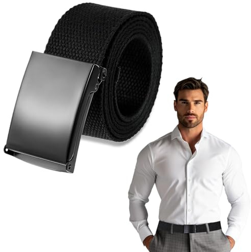 SENLINLIN Belts for Men, Work Belts for Men, Adjustable Nylon Fabric Belt with Quick Release Metal Buckle, Black Belts for Any Occasion