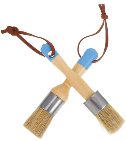 LIFKICH Versatile Art Painting Brush Kit 2 Small Chalk Paint Brushes Natural Hair Soft Bristles for DIY Home Decor Projects