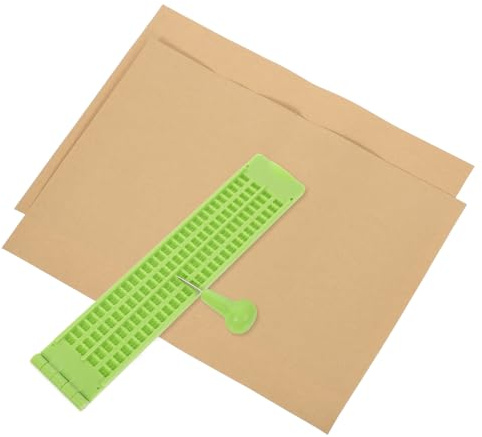 Veemoon Piastra Braille in Plastica per Non Vedenti 27 Righe e 30 Caselle, Resistente e Facile da Usare, Include Stilo e 2 Fogli di Esercizio per Scrittura Riutilizzabile
