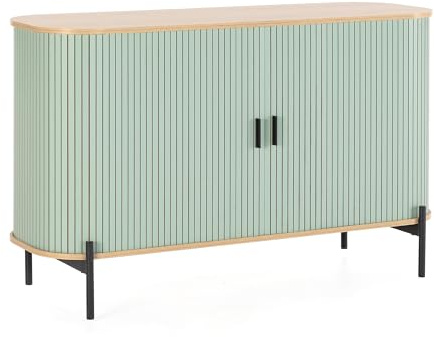 HOMN LIVING Aparador Mónaco 2 Puertas Color Azul, 120 cm (Ancho) 40 cm (Profundo) 75 cm (Altura)