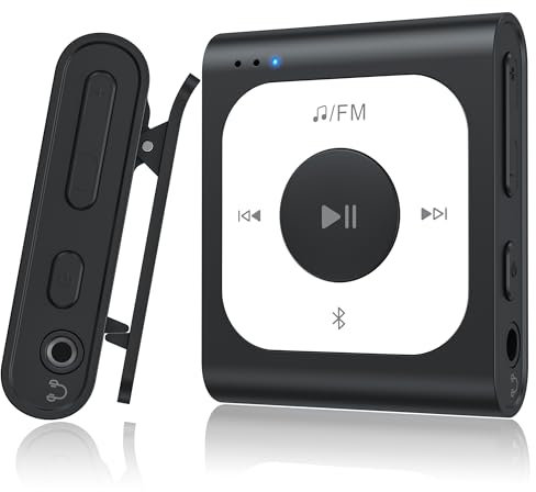 AGPTEK 64GB MP3 Player Bluetooth 5.3 mit Clip, Mini Tragbarer Musikplayer mit UKW-Radio, Zufallswiedergabe, Einfache Benutzung, Kein Telefon erforderlich für Sport, Schwarz