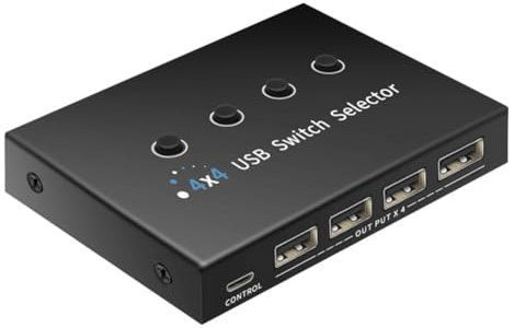 Vocdikficy Adattatore Hub per Switch USB 2.0 KVM 4 in 4 Uscite Switcher Splitter Stampante USB 2.0 per PC Laptop Tastiera Mouse Monitor
