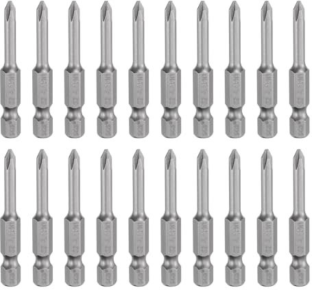 sourcing map Lot de 20 embouts de tournevis cruciformes PH1 6,35 mm à tige hexagonale de 50 mm de long magnétique en acier S2 de qualité industrielle Forets électriques à tête cruciforme Tige de 4 mm