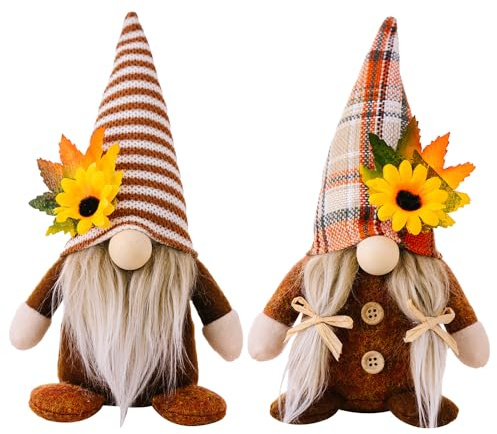 JOAASU 2 Stück Herbst Wichtel, Wichtel Figuren Deko Herbst, Wichtels für Herbst, Herbstwichtel, Herbst Dekoration, Tischdeko Herbst, Figuren Ornament Gesichtslose Herbst Zwerge für Haus, Urlaub Tisch