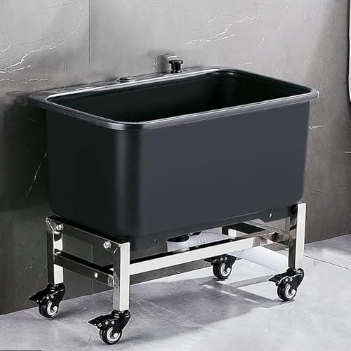Lavandino commerciale con supporto rimovibile, lavabo profondo e ruote per una facile mobilità, ideale per garage, lavanderia e giardino