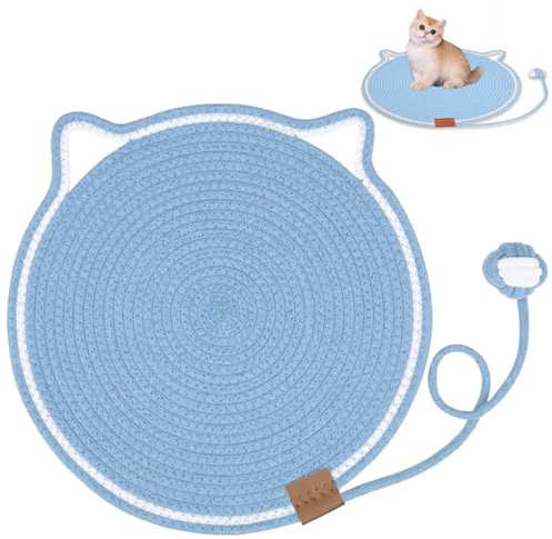 Kratzteppich Katze,cat Scratching mat Robustes Kratzbrett aus Naturfasern - Perfekt für Wohnzimmer, Mehrkatzenhaushalt und Moderne Einrichtung（Blau,50cm）