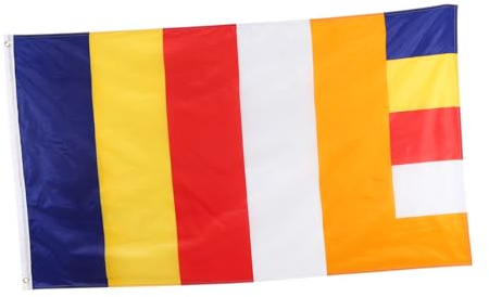 UPKOCH Drapeau Bouddhiste en Polyester 90X150Cm Drapeau de Prière pour Temple et Jardin Décoration Extérieure Solide et Colorée pour Prières et Bénédictions