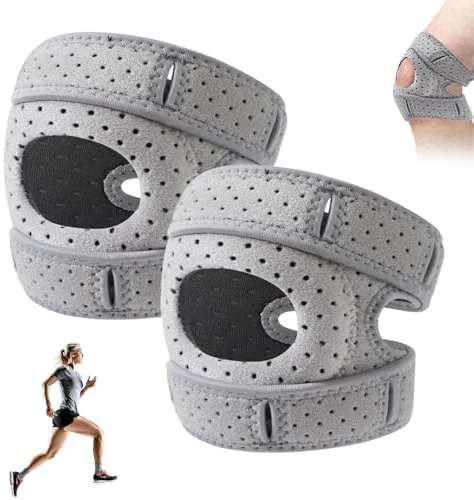 GOUYENG Tutore Ginocchio Rotula,2 Pezzi Ginocchiera Rotulea,Tutore Ginocchio Regolabile,Supporto per Ginocchio da Uomo Donna,Generisch Patella,Cinturino Sottorotuleo Supporto,per Corsa,Sport,Atleti