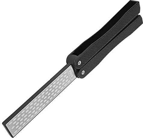TIKATARER Ajusteur de Couteau, Aiguillon de Couteau Pliant avec des Pierres de Poinçonnage Légères pour les Couteaux pour les Outils de Jardin (BLACK)