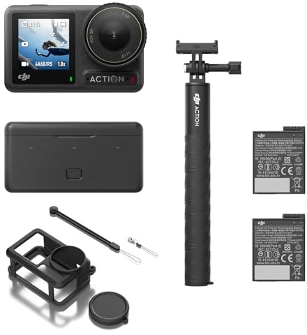 DJI Osmo Action 4 Adventure Combo - 4K/120fps Waterproof Action Camera with a 1/1.3-Inch Sensor, 10-bit & D-Log M Color Performance, 155° FOV, Up to 7.5 h with 3 Extra Batteries, Outdoor Camera