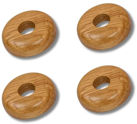 Dunnet Tools 4pc Wooden Radiator Pipe Collars - Stylish Floor Rings For Laminate Carpet Vinyl - Long Lasting Oak Radiator Pipe Covers For Floor - Easy To Install Snap On Oak Pipe Collars 15mm