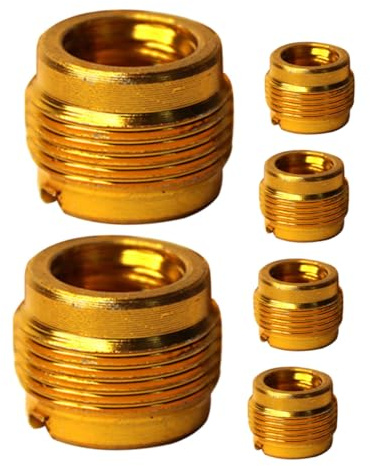 Mikrofonständer Gewindeadapter 6 Stück 3/8 5/8 aus Aluminium | Goldfarben, Antivibrations Nutenstruktur, Stoßfeste Ausführung für Mikrofonzubehör und Ständer