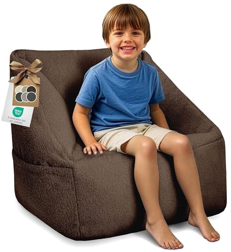 DreamRoots Kindersessel Bouclé, Sitzsack, Dunkelbraun, Cocoa Brown