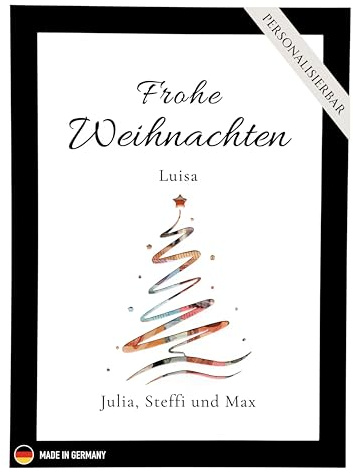 Personalisiertes Geldgeschenk zur Weihnachten, Frohe Weihnachten, Geschenkverpackung, Kreative Möglichkeit zum Geldverschenken im DIN A4 A3 Format, Mit hochwertigem Echtholzrahmen. (Lichterglanz)