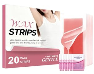 20 Salon-Grade Hair Removal Wax Sheets + 6 Soothing Wipes | Gentle Care for Sensitive Skin, Long-Lasting Smoothness