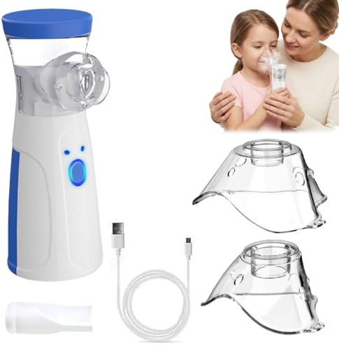 Nebuliser Machine for Kids Adults, Ultra Quiet Design, Easy Clean Personal Humidifier for Home, Travel, Bedroom Use Blue